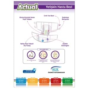 Actual Yetişkin Bezi Bel Bantlı L - Large - Büyük 90 Adet (3PK*30)