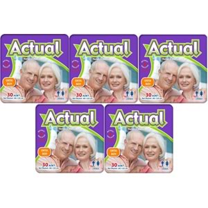 Actual Yetişkin Bezi Bel Bantlı M - Medium - Orta 150 Adet (5PK*30)