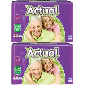 Actual Yetişkin Bezi Bel Bantlı XL - Ekstra Büyük - Extra Large 60 Adet (2PK*30)