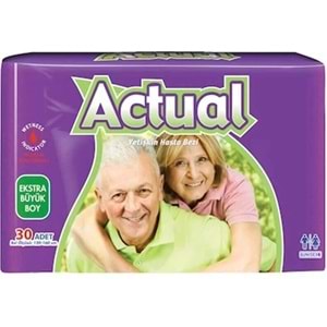 Actual Yetişkin Bezi Bel Bantlı XL - Ekstra Büyük - Extra Large 180 Adet (6PK*30)