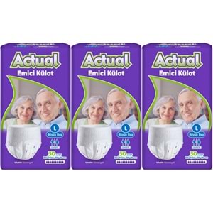 Actual Emici Külot Yetişkin Bezi L - Large - Büyük (Islaklık Göstergeli) 90 Adet (3PK*30)