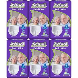 Actual Emici Külot Yetişkin Bezi L - Large - Büyük (Islaklık Göstergeli) 180 Adet (6PK*30)
