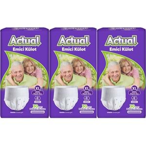 Actual Emici Külot Yetişkin Bezi XL - Extra Large - Ekstra Büyük (Islaklık Göstergeli) 90 Adet (3PK*30)