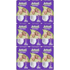 Actual Emici Külot Yetişkin Bezi XL - Extra Large - Ekstra Büyük (Islaklık Göstergeli) 270 Adet (9PK*30)