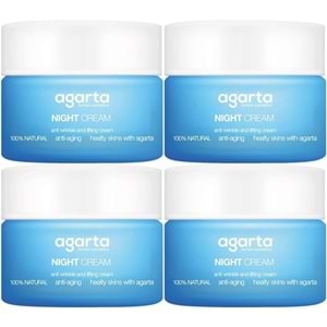 Agarta Doğal Yaşlanma Karşıtı Anti-Age Gece Kremi Su Bazlı 50ML (Kırışıklık/Sıkılaştırıcı) (4Lü Set)