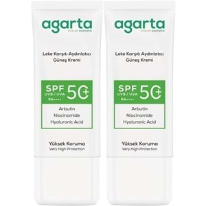 Agarta Leke Karşıtı Aydınlatıcı Spf+50 Faktör Yüz Güneş Kremi 50 ML (2 Li Set)