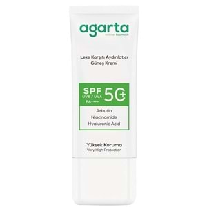Agarta Leke Karşıtı Aydınlatıcı Spf+50 Faktör Yüz Güneş Kremi 50 ML (2 Li Set)