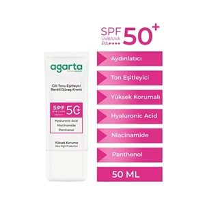 Agarta Cilt Tonu Eşitleyici Renkli Kapatıcı Etkili Spf+50 Faktör Güneş Kremi 50 ML (3 Lü Set)