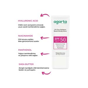 Agarta Cilt Tonu Eşitleyici Renkli Kapatıcı Etkili Spf+50 Faktör Güneş Kremi 50 ML (3 Lü Set)