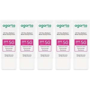 Agarta Cilt Tonu Eşitleyici Renkli Kapatıcı Etkili Spf+50 Faktör Güneş Kremi 50 ML (5 Li Set)