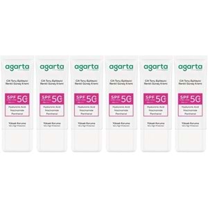 Agarta Cilt Tonu Eşitleyici Renkli Kapatıcı Etkili Spf+50 Faktör Güneş Kremi 50 ML (6 Lı Set)