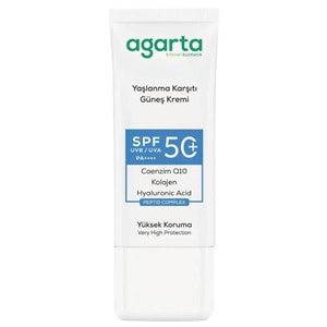 Agarta Yaşlanma Karşıtı Collagen Destekli Spf+50 Faktör Yüz Güneş Kremi 50 ML (2 Li Set)