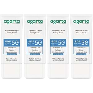 Agarta Yaşlanma Karşıtı Collagen Destekli Spf+50 Faktör Yüz Güneş Kremi 50 ML (4 Lü Set)