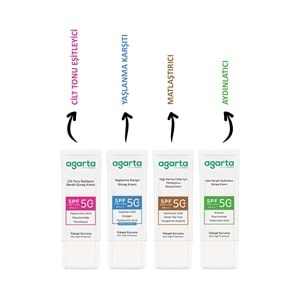 Agarta Yaşlanma Karşıtı Collagen Destekli Spf+50 Faktör Yüz Güneş Kremi 50 ML (5 Li Set)