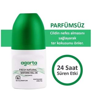 Agarta Roll-On Unisex 50 ML Parfümsüz Natural (24 Saat Etkili Ter Kokusu Önleyici) (3 Lü Set)