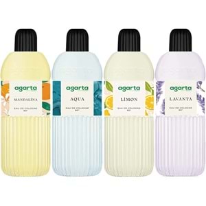 Agarta Kolonya 400 ML 80 Derece Pet Şişe (Mandalina-Aqua-Limon-Lavanta) (4 Lü Karma Set)