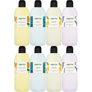 Agarta Kolonya 400 ML 80 Derece Pet Şişe (Mandalina-Aqua-Limon-Lavanta) (8 Li Karma Set)