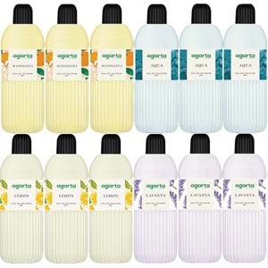 Agarta Kolonya 400 ML 80 Derece Pet Şişe (Mandalina-Aqua-Limon-Lavanta) (12 Li Karma Set)