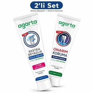 Agarta Doğal Tam koruma Diş Macunu 75 ML Ekstra Beyazlık & Onarım - Koruma 90 ML (Karma 2 Li Set)