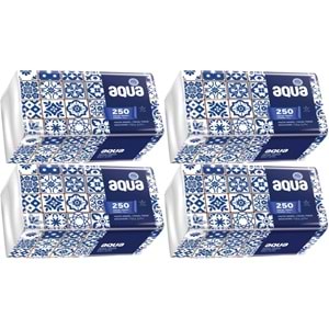 Aqua Pratik Mendil 250 Yaprak Tekli Pk (4 Lü Set)