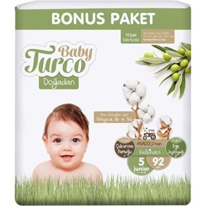 Baby Turco Bebek Bezi Doğadan 5 Beden 12-25 KG Junior 460 Adet MeGa Bonus Pk