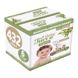 Baby Turco Bebek Bezi Doğadan 6 Beden 16-25 KG XLarge 432 Adet Avantaj Bonus Pk