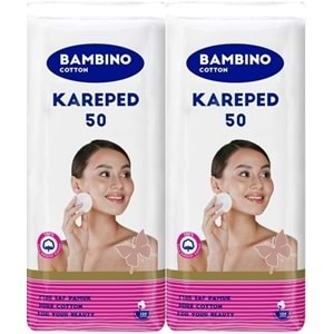 Bambino Cotton Kare Makyaj ve Bebek Temizleme Pamuğu 100 Adet (Kare En-Boy 7CM) (2PK*50)