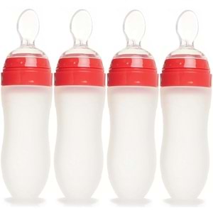 Bebedor Silikon Kaşıklı Biberon 120ML +6 Ay Şeffaf (Kod:7509) (4 Lü Set)