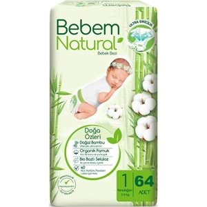 Bebem Bebek Bezi Natural 1 Beden 2-5 KG Yenidoğan 384 Adet Ekstra Fırsat Pk