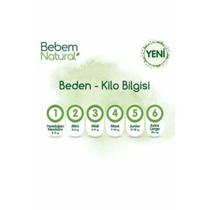 Bebem Bebek Bezi Natural 4 Beden 7-14 KG Maxi 312 Adet Aylık Ultra Fırsat Pk