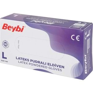 Beybi Lateks Pudralı Muayene Eldiveni L - Large - Büyük 400 Lü Set