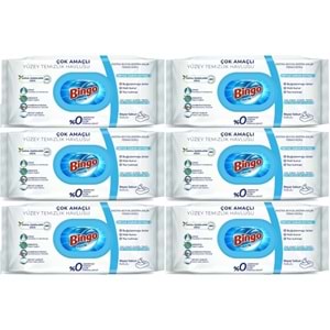 Bingo Clean Yüzey Temizlik Havlusu 96 Yaprak Beyaz Sabun Plastik Kapaklı (6 Lı Set) 576 Yaprak