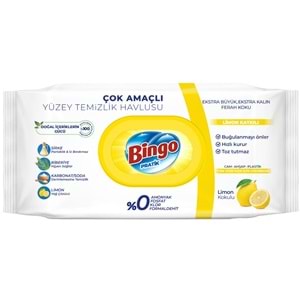 Bingo Clean Yüzey Temizlik Havlusu 96 Yaprak Limon Kokulu Plastik Kapaklı (9 Lu Set) 864 Yaprak