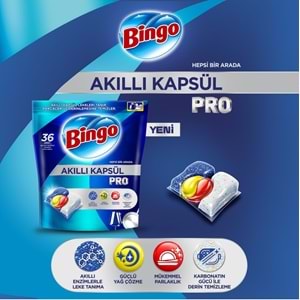 Bingo Akıllı Kapsül Pro Bulaşık Makinesi Deterjanı Tableti 200 Adet Limon Kokulu (4PK*50)