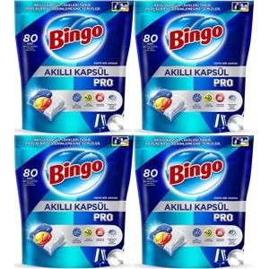 Bingo Akıllı Kapsül Pro Bulaşık Makinesi Deterjanı Tableti 320 Adet Limon Kokulu (4PK*80)