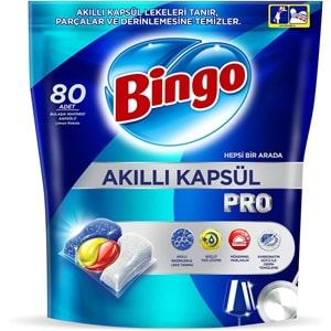 Bingo Akıllı Kapsül Pro Bulaşık Makinesi Deterjanı Tableti 320 Adet Limon Kokulu (4PK*80)
