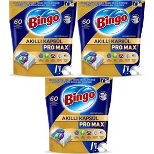 Bingo Akıllı Kapsül Pro Max Bulaşık Makinesi Deterjanı Tableti 180 Adet Limon Kokulu (3PK*60)
