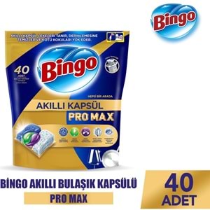 Bingo Akıllı Kapsül Pro Max Bulaşık Makinesi Deterjanı Tableti 160 Adet Limon Kokulu (4PK*40)