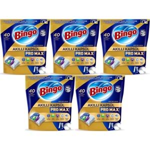 Bingo Akıllı Kapsül Pro Max Bulaşık Makinesi Deterjanı Tableti 200 Adet Limon Kokulu (5PK*40)