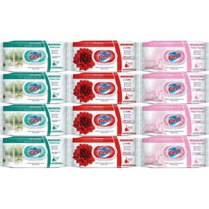 Bingo Clean Yüzey Temizlik Havlusu (Karma 12 Li Set) (Ferah Evim - Lovely - Mutlu Yuvam) 1152 Yaprak