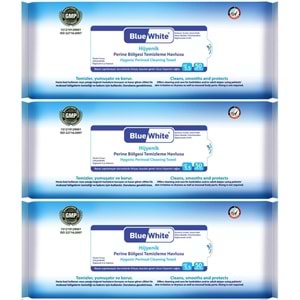 BlueWhite Yetişkin Perine Bölgesi Temizleme Mendil-Havlusu (3 lü set) 50 Yaprak Hijyenik