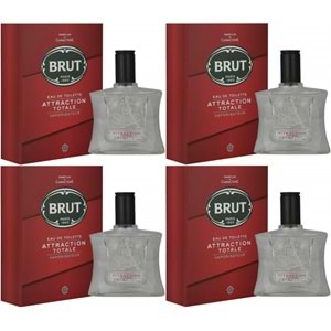 Brut Parfüm Erkek/Men 100ML Attraction Totale Edt (Kırmızı) (4 Lü Set)