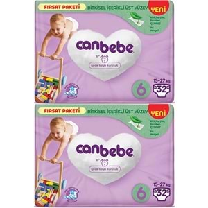Canbebe Bebek Bezi 6 Beden 15-27 KG Extra Large 64 Adet Ekonomik Fırsat Pk