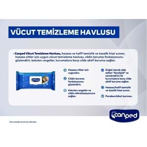 Canped Yetişkin Vücut Perine Temizleme Islak Mendil Havlu 48 Yaprak XL (3 Lü Set) Plastik Kapaklı