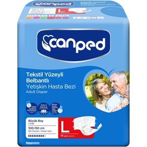 Canped Yetişkin Bezi Bel Bantlı Tekstil Yüzey L - Büyük - Large 112 Adet