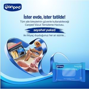 Canped Yetişkin Vücut Temizleme Islak Mendil Havlu 24 Yaprak Seyahat Boy 144 Lü Set (3456 Yaprak)