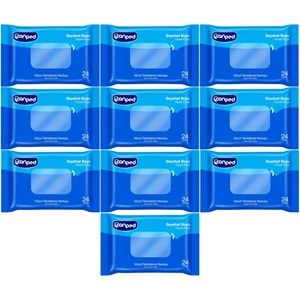 Canped Yetişkin Vücut Temizleme Islak Mendil Havlu 24 Yaprak Seyahat Boy 10 Lu Set (240 Yaprak)