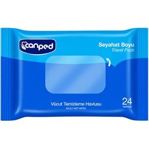 Canped Yetişkin Vücut Temizleme Islak Mendil Havlu 24 Yaprak Seyahat Boy 10 Lu Set (240 Yaprak)