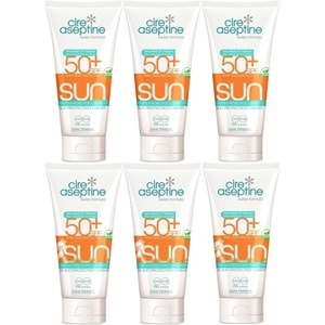 Cire Aseptine Sun Güneş Kremi 50+ SPF 150 ML + Güneş Kremi Çocuk 50+ SPF 150 ML Karma (6 Lı Set)