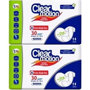 Clearmotion Yetişkin Bezi Bel Bantlı XL - Ekstra Büyük - Extra Large 60 Adet (2PK*30)